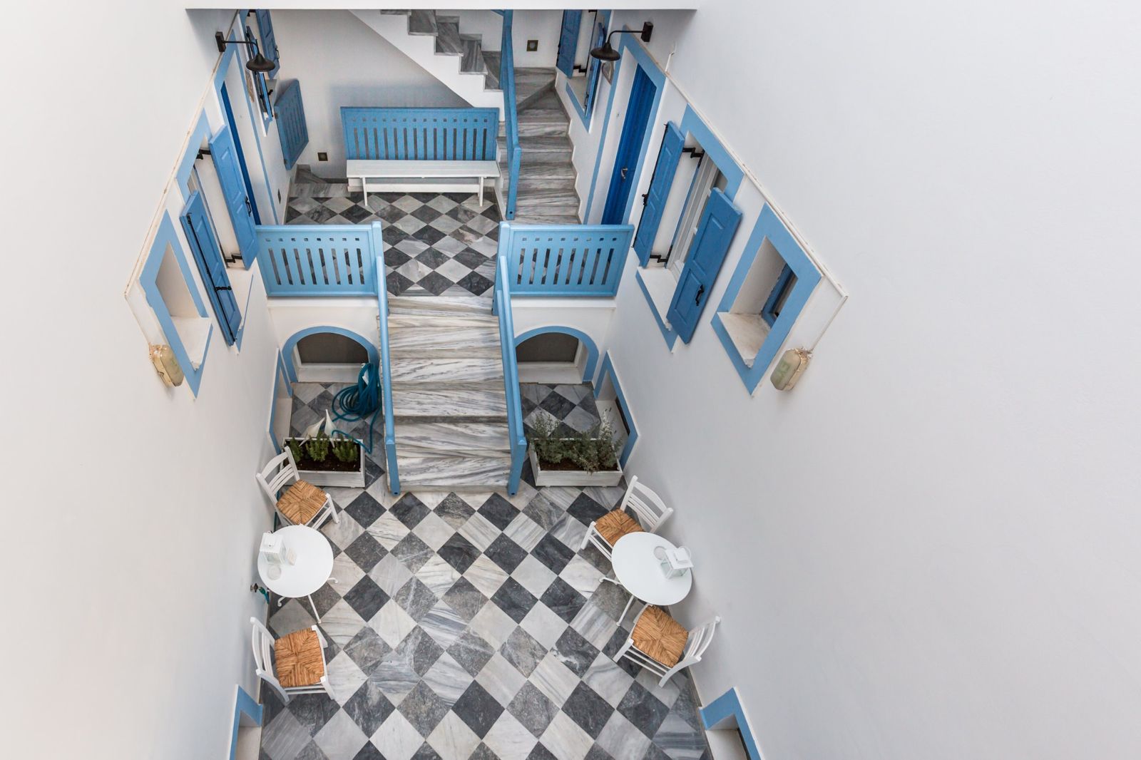 The courtyard of Fanouris Condo seen from above